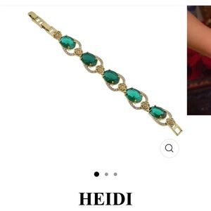 Heidi Daus Gold Bracelet with green Stones